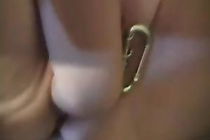 Pierced bald wet crack stuffed with large glass bottles