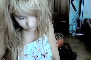 Heavenly cute taut Russian web camera legal age teenager teases with her billibongs