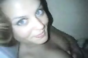 Blue-eyed girlfriend fingers her cunt in front of me