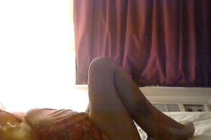 Rubbing my nice-looking legs with lotion when I got recent out the shower