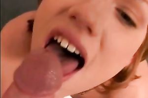 Redhead excited white dirty slut wife eagerly eats schlong on her knees