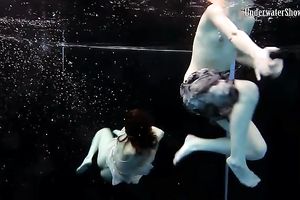 Slender pale skin Russian harlots in the pool undressed