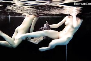 Slender pale skin Russian harlots in the pool undressed