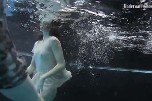 Slender pale skin Russian harlots in the pool undressed