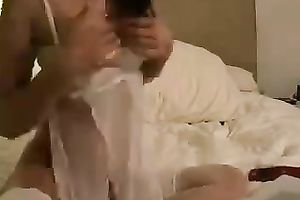 Perfect brunette hair milf playgirl with hot body in white underware