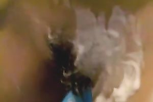 Lusty quite buxom dilettante girlfriend of my buddy masturbated in the shower