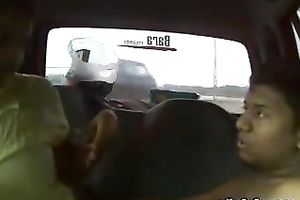 Plump busty Indian hooker jacks off my friend's schlong in car
