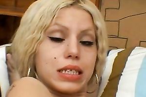 Whorish and kinky blondie loved to jerk off her friend's rod