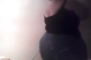 Chubby whorish housewife with chubby butt exposed me a bit of her massive body
