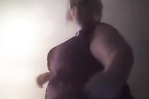 Chubby whorish housewife with chubby butt exposed me a bit of her massive body