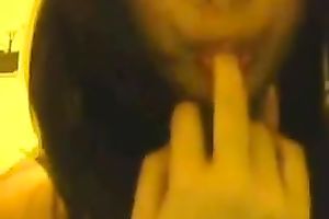 I asked cute lengthy haired Asian girlie to tickle her juicy moist wet crack