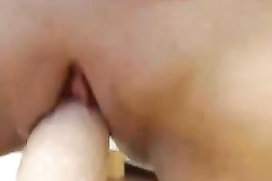 Mature blonde mommy pushing soaked pussy with large sex toy