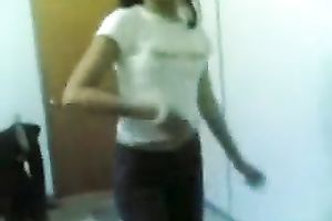 Sexy small tittied Asian housewife stripping teasing in front of me