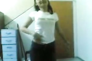 Sexy small tittied Asian housewife stripping teasing in front of me