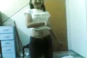 Sexy small tittied Asian housewife stripping teasing in front of me