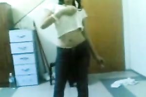 Sexy small tittied Asian housewife stripping teasing in front of me