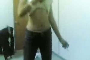 Sexy small tittied Asian housewife stripping teasing in front of me