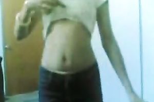 Sexy small tittied Asian housewife stripping teasing in front of me