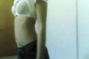 Sexy small tittied Asian housewife stripping teasing in front of me