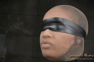 Wicked wench with nylon hose on her head receives throatfucked