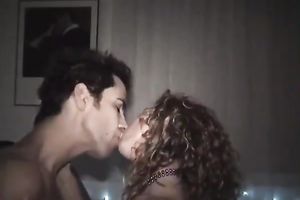 Curly-haired cutie and her Asian GF share a weenie in FFM scene