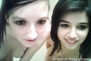 My very cute teen girlfriend agreed to have lesbo enjoyment with me