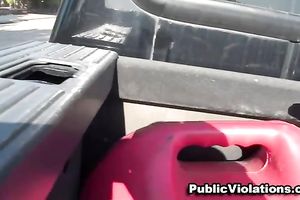 Sizzling sexy and concupiscent white slutwife eating ramrod in the trunk