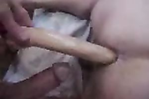 Anal enjoyment with my beloved white bitch and her sex toy in our bedroom