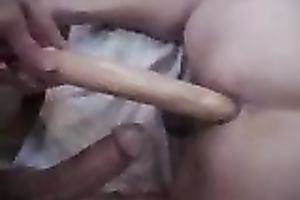 Anal enjoyment with my beloved white bitch and her sex toy in our bedroom