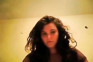 My curly-haired ex GF fingers her muff in cam solo scene