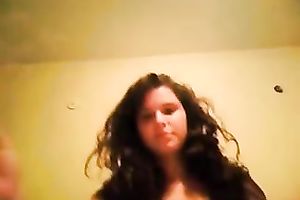 My curly-haired ex GF fingers her muff in cam solo scene