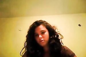 My curly-haired ex GF fingers her muff in cam solo scene