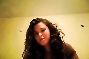 My curly-haired ex GF fingers her muff in cam solo scene