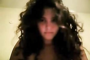My curly-haired ex GF fingers her muff in cam solo scene