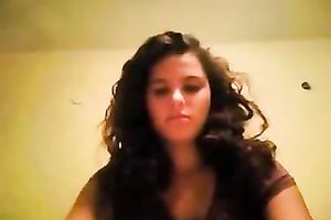 My curly-haired ex GF fingers her muff in cam solo scene