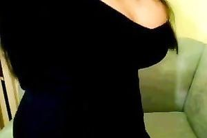 Big breasted lusty dark brown nympho with flawless tits likes posing on livecam