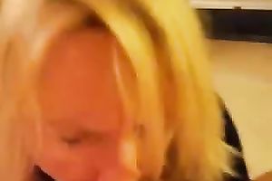 Mature blond demonstrates deepthroat talent