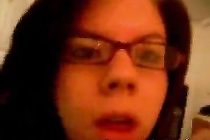 Cute brunette hair nerdy teenie goes fully eager on the web camera