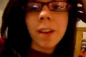 Cute brunette hair nerdy teenie goes fully eager on the web camera