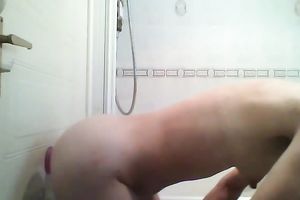 Lewd whore lets the thing stick to the wall and then this babe copulates herself with it