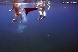 Naughty legal age teenager babes feel playful and luscious underwater