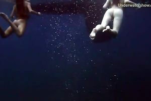 Naughty legal age teenager babes feel playful and luscious underwater