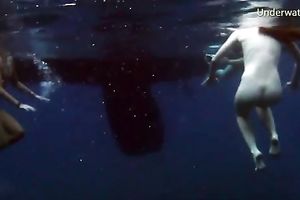 Naughty legal age teenager babes feel playful and luscious underwater