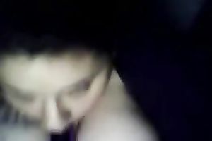 Chubby dark brown legal age teenager cutie sucks a sex tool and shows cleavage