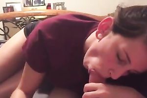 Dark haired housewife of my buddy enjoyed blowing delightful hard boner knob