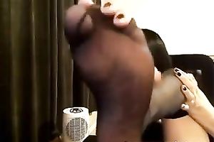 Horn-mad weird dilettante web camera dark brown sucks her own feet