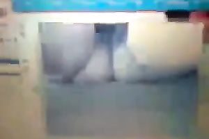 Super overweight woman receives her cookie finger drilled underneath table