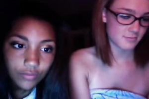 Dark skin playgirl and her white cute college ally on cam