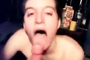 Brunette nympho did a great work on my buddy's beefy large dick