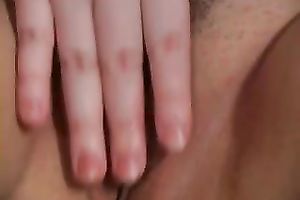 Chunky pale skin lascivious Russian white bitch on the ottoman rubs her twat